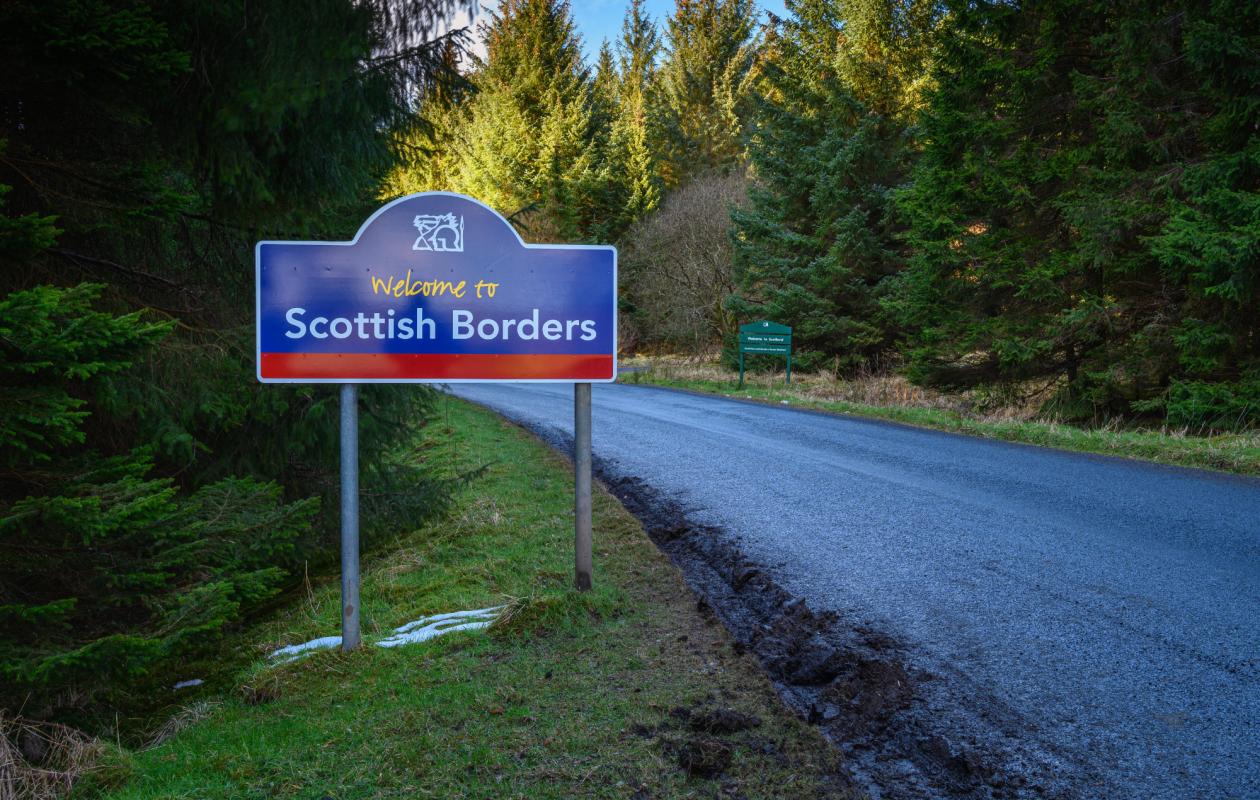 Road sign for the Scottish Borders