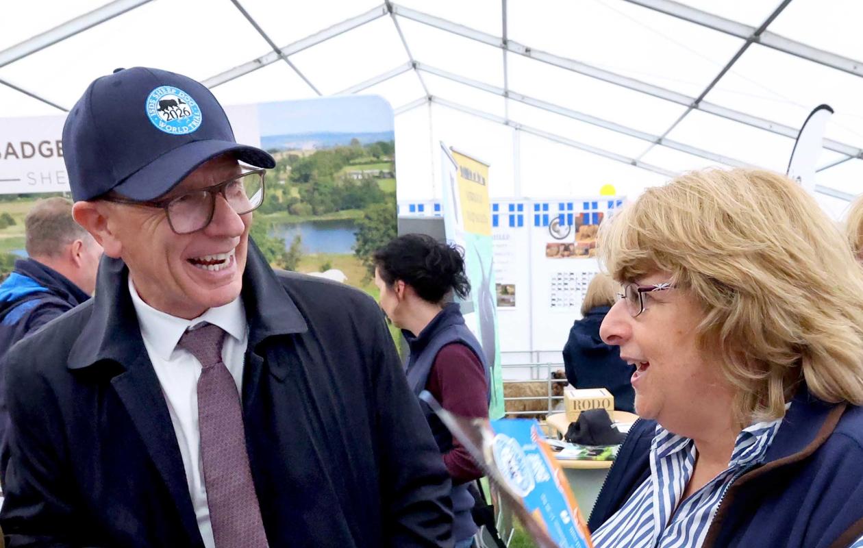 Agriculture Minister, Jim Fairlie with Fiona McMillan, Scottish National President of International Sheep Dog Society and World Trial Chairman