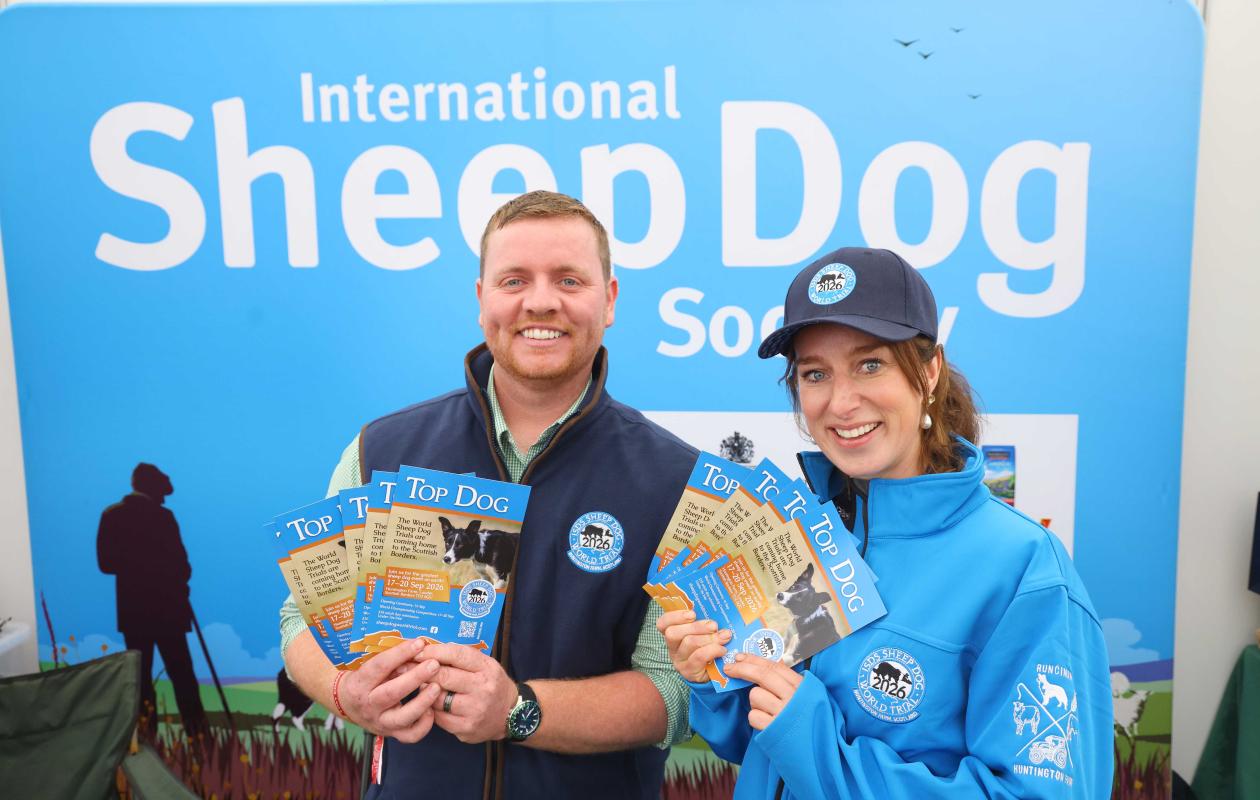 Emma Gray with Ben Best launch the Sheep Dog World Trial programme at the Royal Highland Show